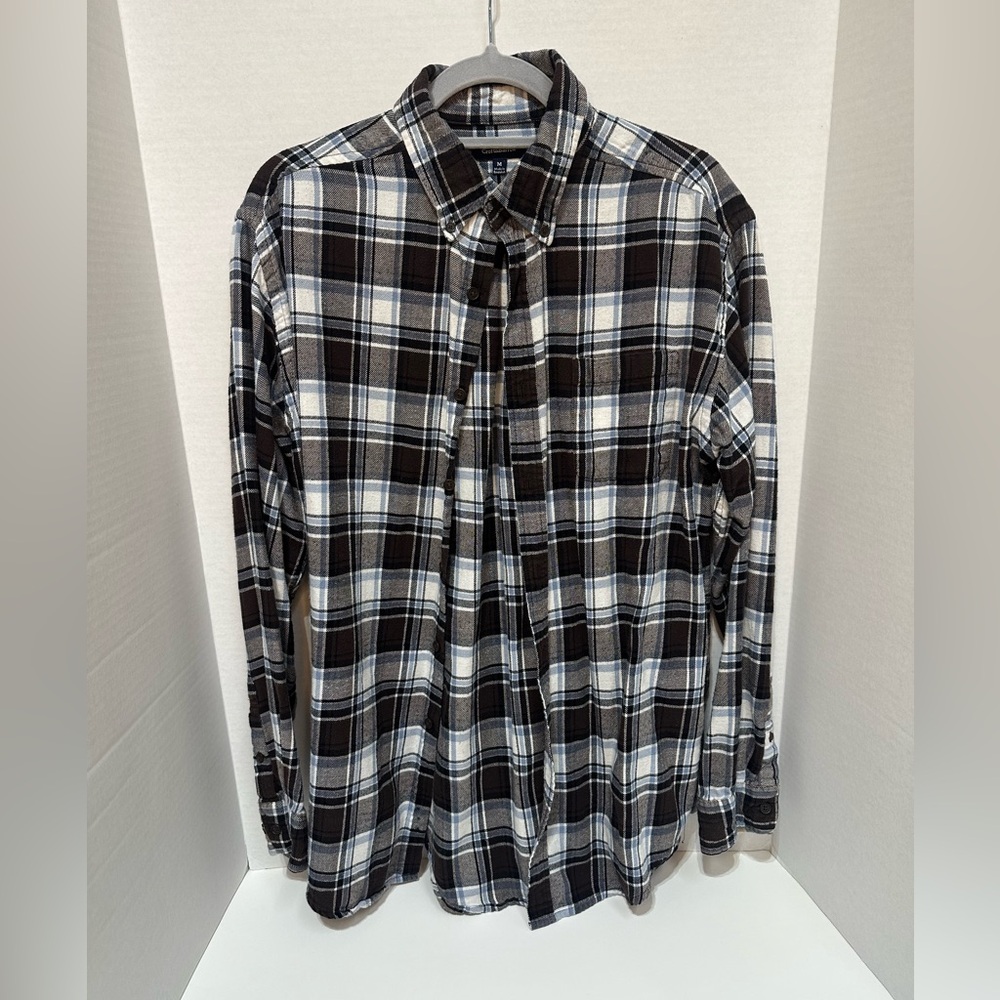 croft & barrow Brown, White and Black Plaid Button-Down Shirt